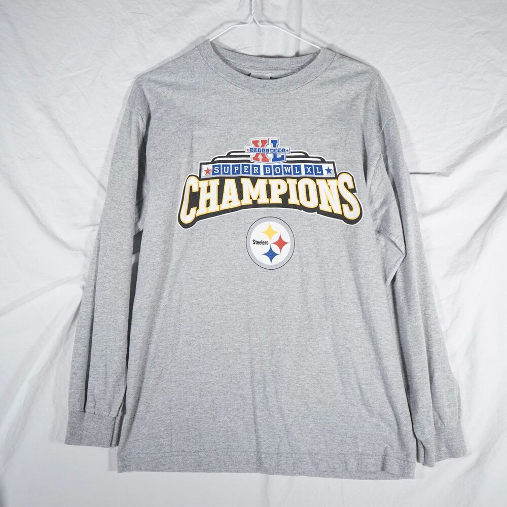 Steelers Super Bowl Champions Graphic Long Sleeve T-Shirt Grey Alstyle Medium